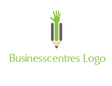 green hand inside pencil logo