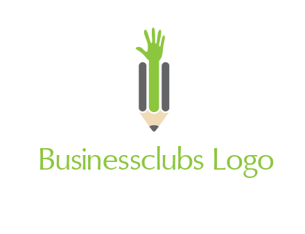 green hand inside pencil logo