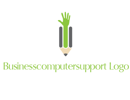 green hand inside pencil logo