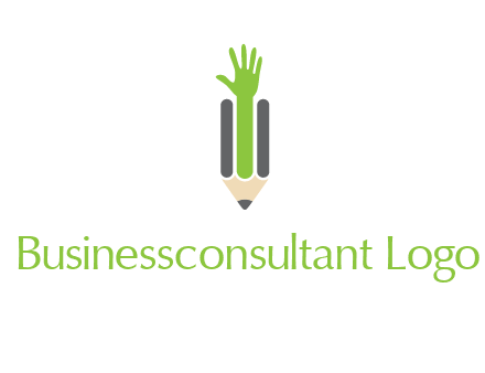 green hand inside pencil logo