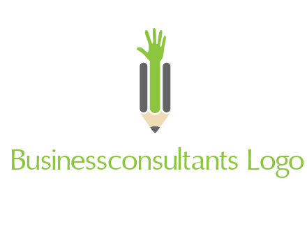 green hand inside pencil logo