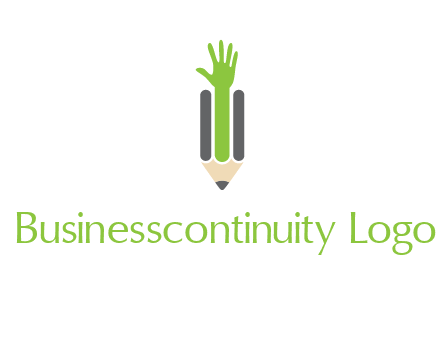 green hand inside pencil logo