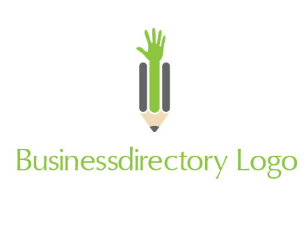 green hand inside pencil logo