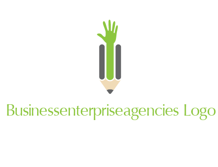 green hand inside pencil logo