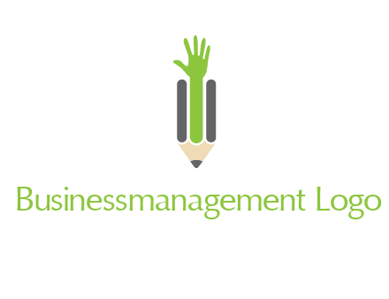 green hand inside pencil logo