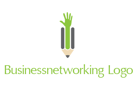 green hand inside pencil logo