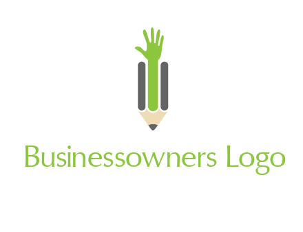 green hand inside pencil logo