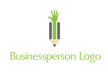 green hand inside pencil logo
