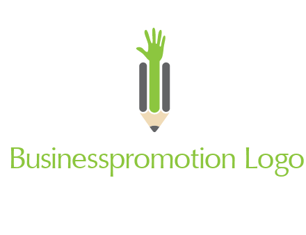 green hand inside pencil logo