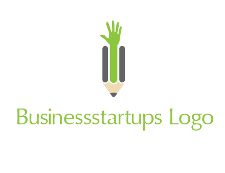 green hand inside pencil logo