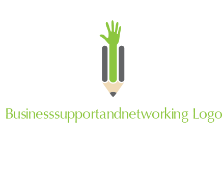 green hand inside pencil logo