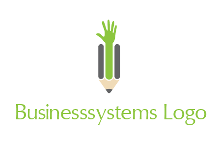 green hand inside pencil logo