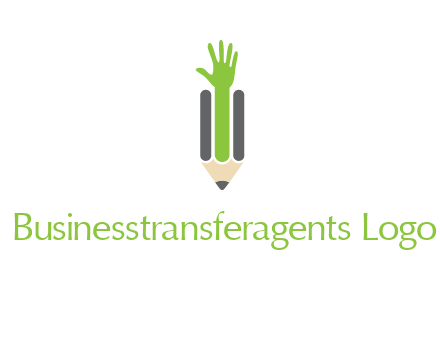 green hand inside pencil logo