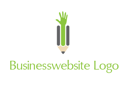 green hand inside pencil logo