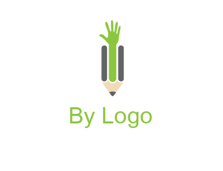 green hand inside pencil logo