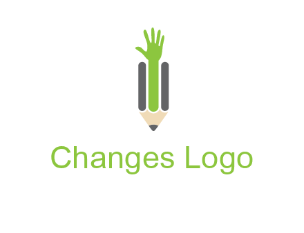 green hand inside pencil logo