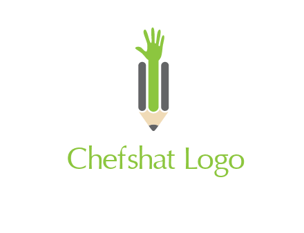 green hand inside pencil logo