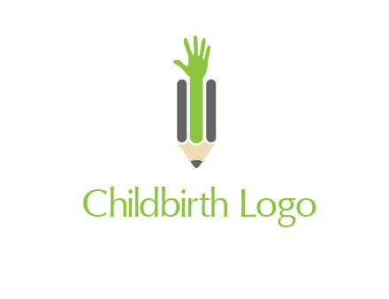 green hand inside pencil logo