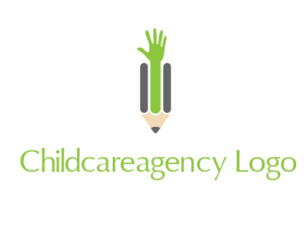 green hand inside pencil logo