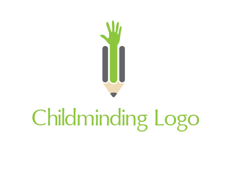 green hand inside pencil logo