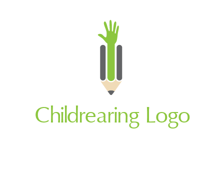 green hand inside pencil logo