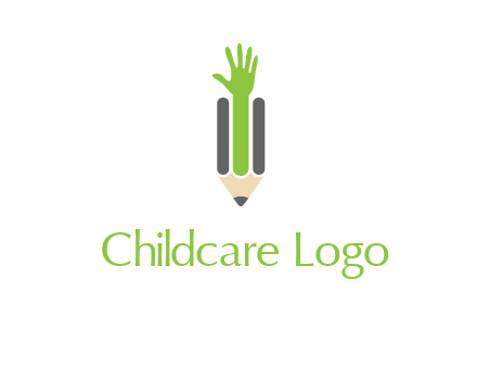green hand inside pencil logo