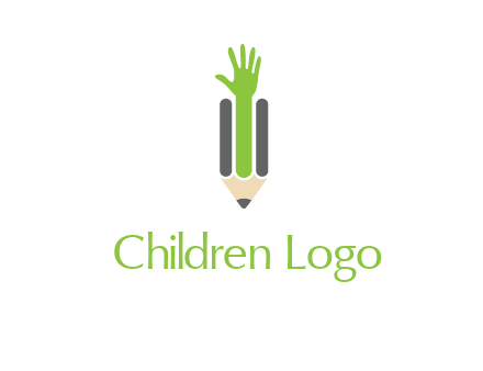 green hand inside pencil logo