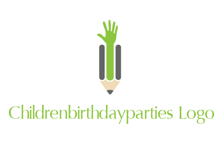 green hand inside pencil logo