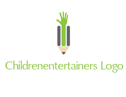 green hand inside pencil logo