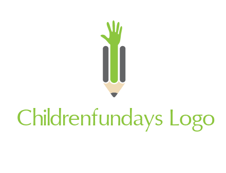 green hand inside pencil logo