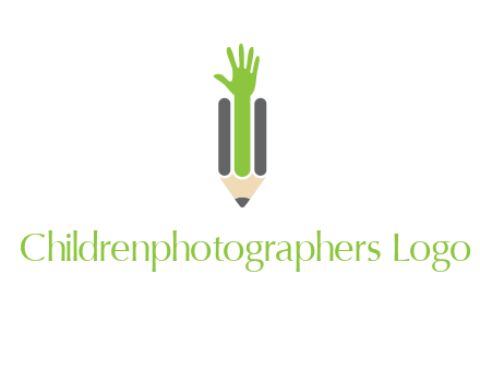 green hand inside pencil logo