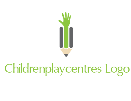 green hand inside pencil logo