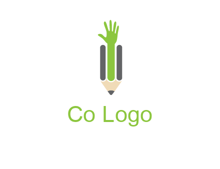green hand inside pencil logo