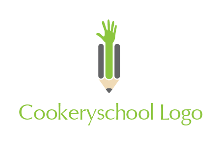 green hand inside pencil logo