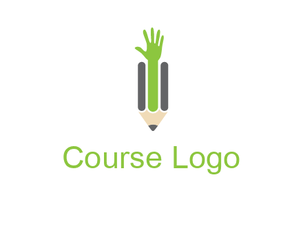 green hand inside pencil logo