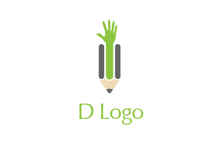 green hand inside pencil logo