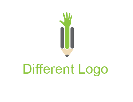 green hand inside pencil logo