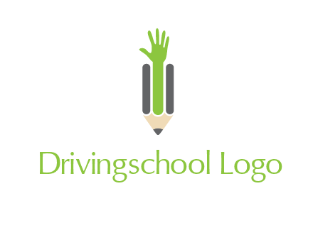 green hand inside pencil logo