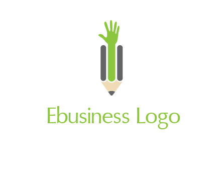 green hand inside pencil logo