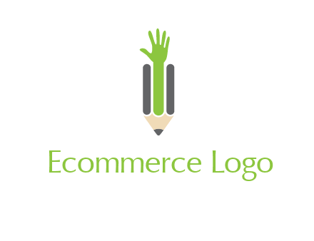 green hand inside pencil logo