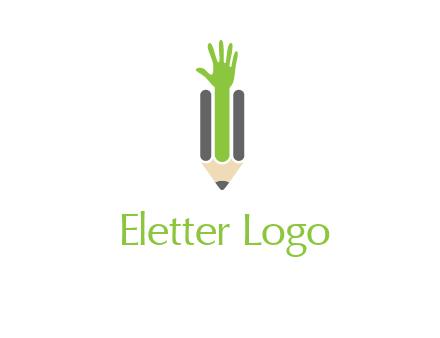 green hand inside pencil logo