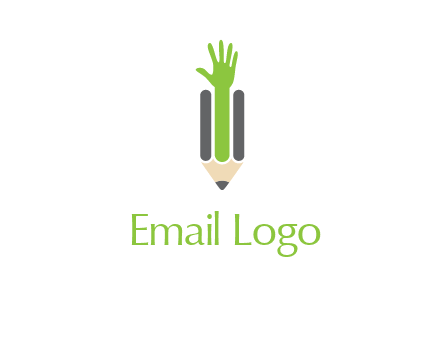 green hand inside pencil logo