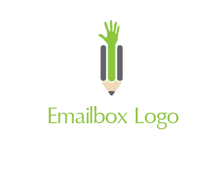 green hand inside pencil logo