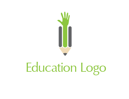 green hand inside pencil logo