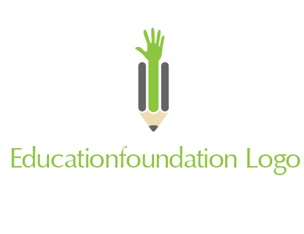 green hand inside pencil logo