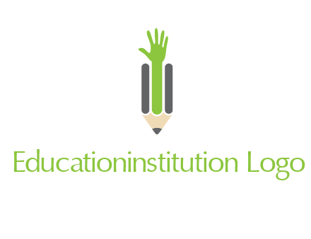 green hand inside pencil logo