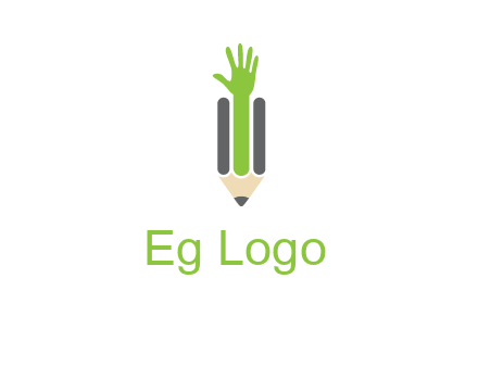 green hand inside pencil logo