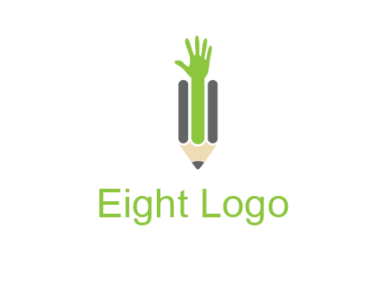 green hand inside pencil logo
