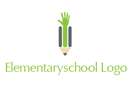 green hand inside pencil logo