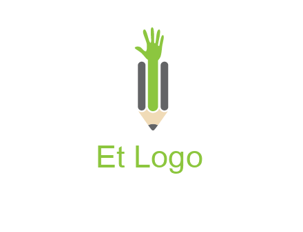 green hand inside pencil logo